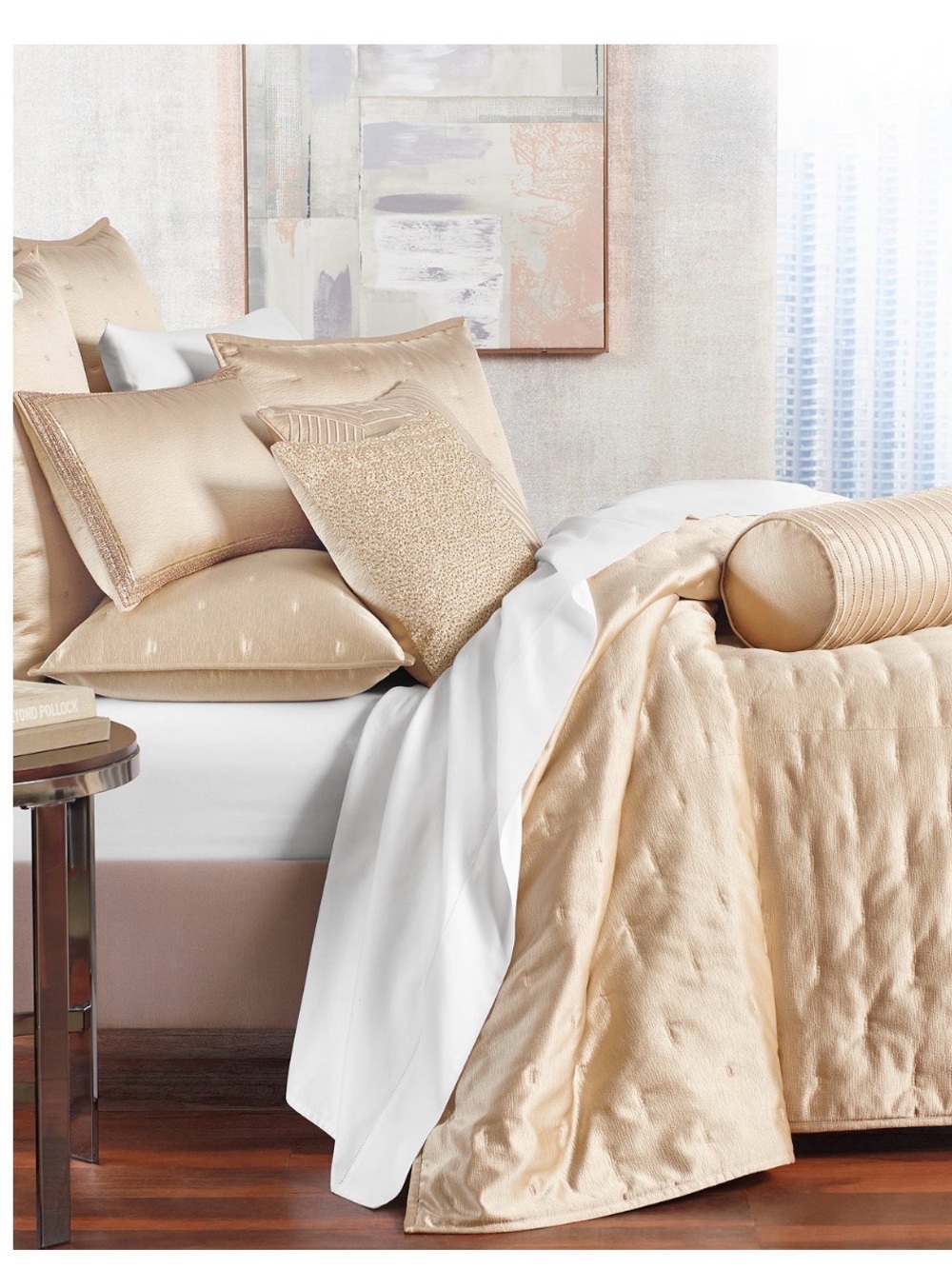 NIP Glint 3-Pc. Coverlet Set, Queen Size Gold color $430 MSRP